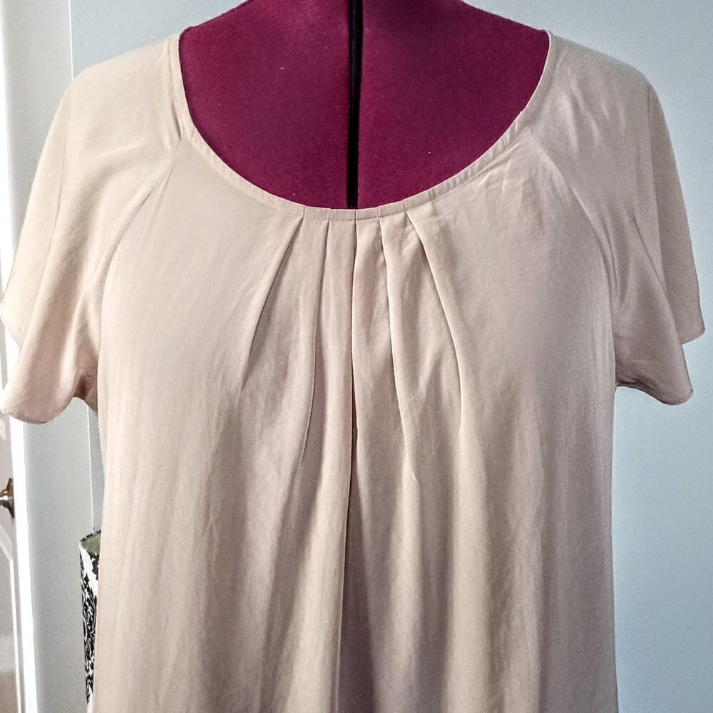 Gap Beige Short Sleeve Top with Ruffled Hem